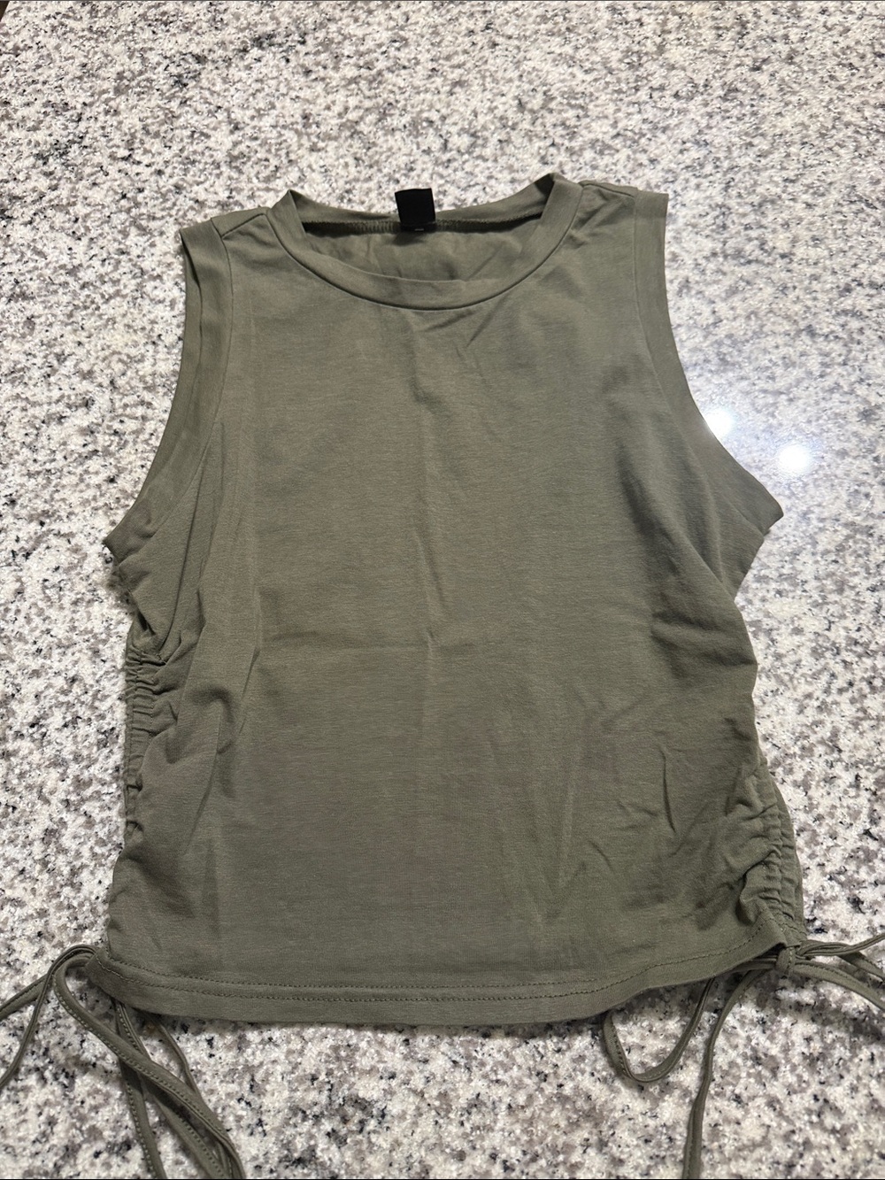 SHEIN Olive Green Sleeveless Ruched Side Tank